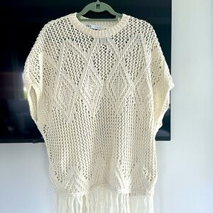 Zara crochet cap sleeve top with fringe